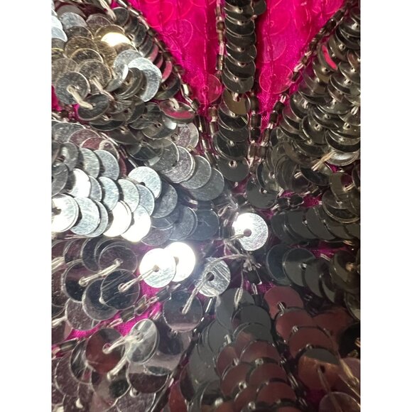 Vintage 80's Exotica Women's S Sequined Cocktail Formal Evening Disco Silk Top - Picture 4 of 10